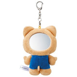 日燒 Hello Kitty 毛絨隨身鏡吊飾 日本直送 | 補妝鏡 隨身鏡 補妝小物 包包吊飾