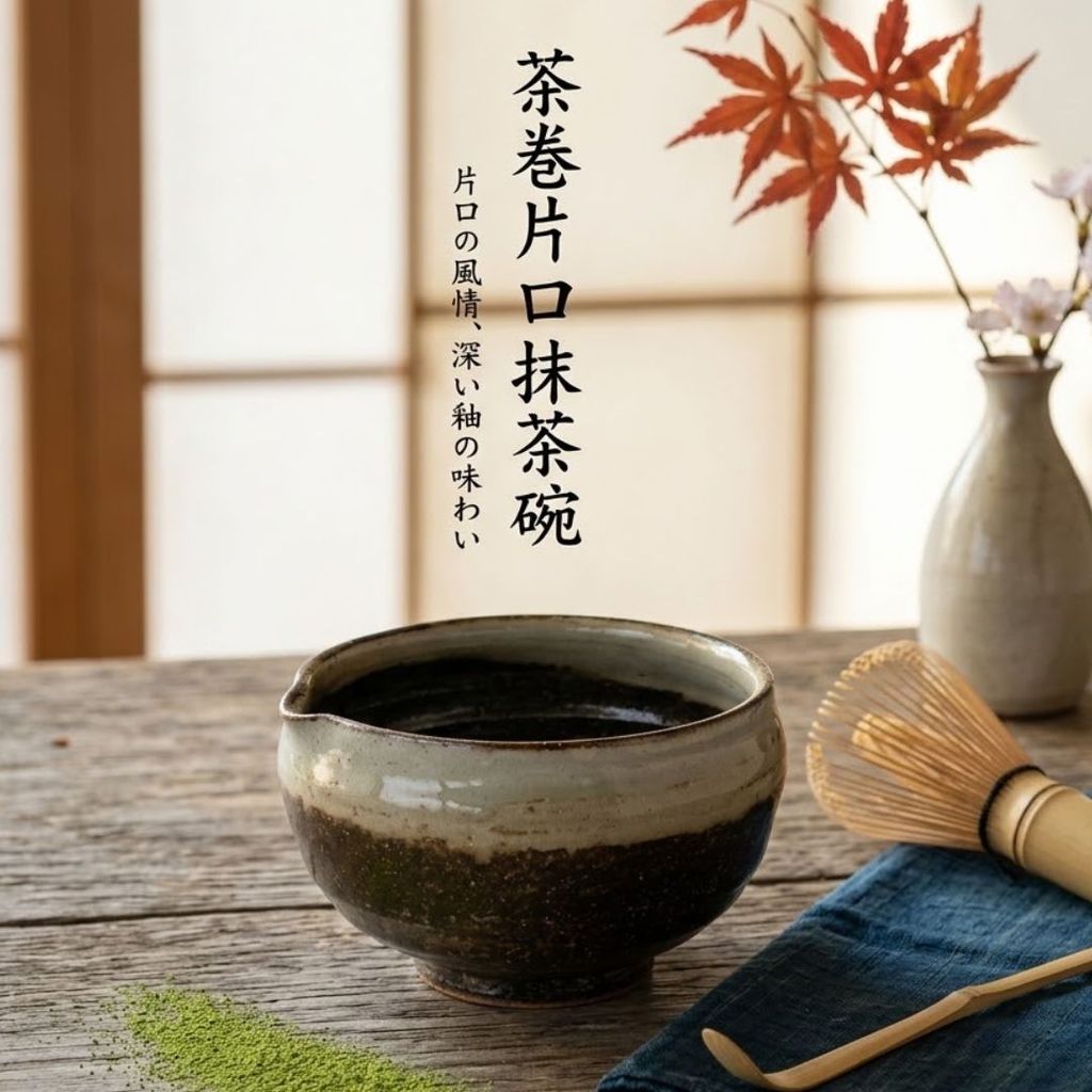 美濃燒 茶卷片口抹茶碗 日本製 | 刷抹茶道具 質感抹茶碗 抹茶拿鐵 手作茶碗