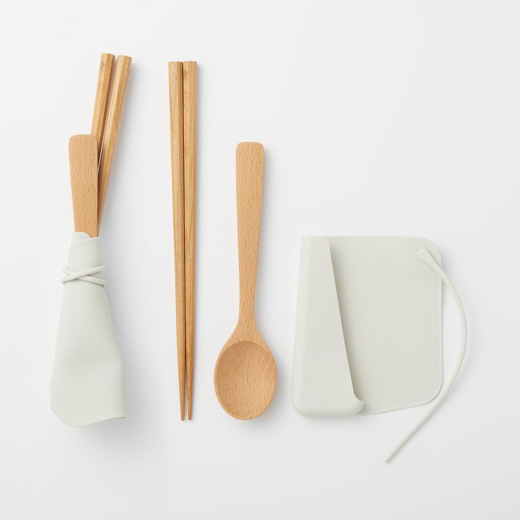 日本 MUJI 無印良品 矽膠餐具收納套 | 環保餐具袋 野餐 露營 餐具袋 餐具收納