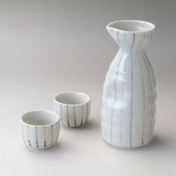 日本製 美濃燒 十草清酒杯壺 禮盒 | 日式酒器 德利 清酒套組 清酒杯具 新居賀禮