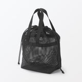 日本 無印良品 立體網狀抽繩包M 黑色 綠色 粉色｜網袋收納包 旅行收納袋 盥洗包