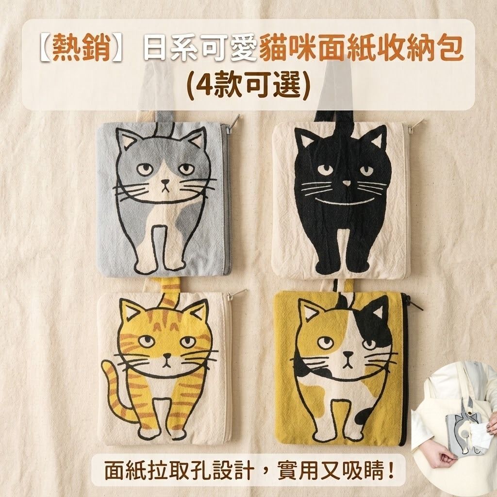 日本人氣 喵蛋蛋系列 附拉鍊 小錢包｜拉鍊收納包 貓咪周邊 錢包 貓奴雜貨 可愛收納 面紙包 化妝品收納