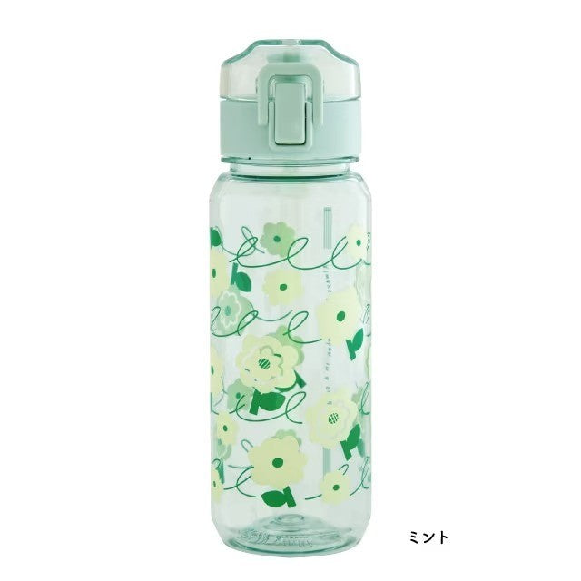 日本 BISQUE 透明可愛彩色花朵水壺520ml｜可冷凍 冷水壺 彈蓋水壺 直飲水壺 透明水壺