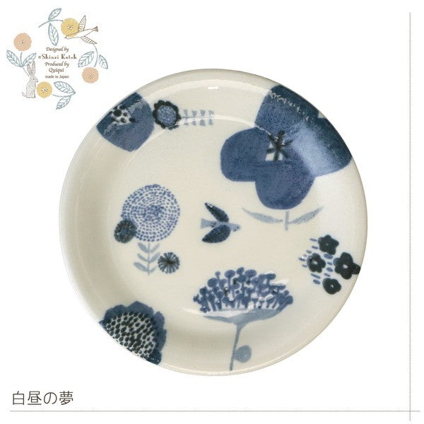 日本製 美濃燒 16.6cm花卉輕量陶瓷盤 | Shinzi Katoh 甜點盤 加藤真治