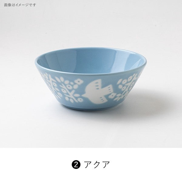 日本製 LINTU 北歐風小鳥植物13cm平口碗 | 沙拉碗 優格碗 水果碗 麥片碗