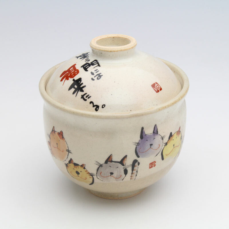 日本製 手繪陶瓷紅色吉祥紋蓋碗 | 蒸蛋碗 甜點碗 茶碗蒸 日本碗 帶蓋碗 湯盅 湯碗 燕窩碗 新年碗盤