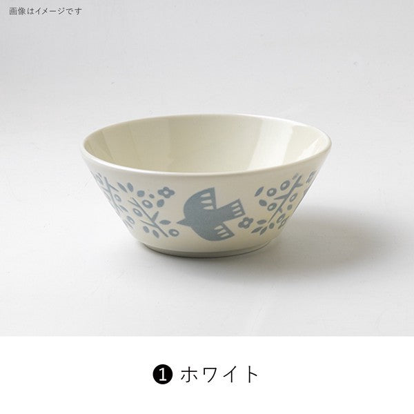 日本製 LINTU 北歐風小鳥植物13cm平口碗 | 沙拉碗 優格碗 水果碗 麥片碗