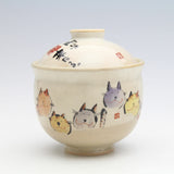 日本製 手繪陶瓷紅色吉祥紋蓋碗 | 蒸蛋碗 甜點碗 茶碗蒸 日本碗 帶蓋碗 湯盅 湯碗 燕窩碗 新年碗盤