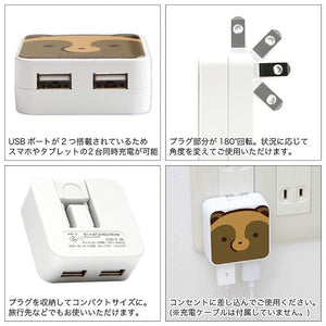 雙孔USB轉接頭-森林動物狐狸｜手機傳輸線插頭、充電頭 - 富士通販