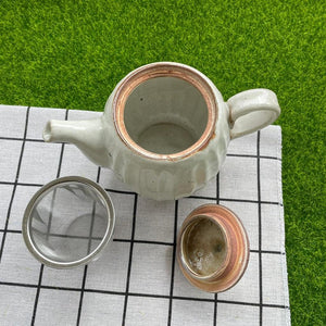 日本製 白色陶瓷茶壺 附濾茶器 - 富士通販