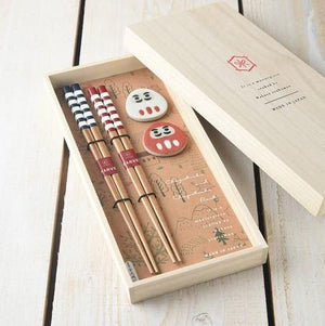 日本選物高質感木盒裝二入環保筷子組 - 富士通販