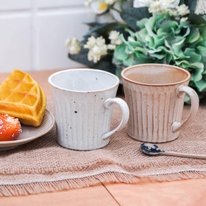 日本製 美濃燒 陶瓷 咖啡/灰白色 條紋咖啡杯 - 富士通販
