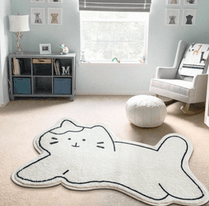 冬季保暖｜可愛貓咪床邊毯，防滑溫暖地墊 - 富士通販