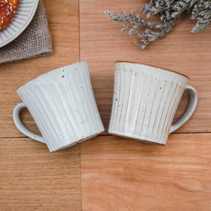 日本製 美濃燒 陶瓷 咖啡/灰白色 條紋咖啡杯 - 富士通販
