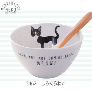日本 貓咪碗｜湯匙組-附精緻木盒-日本製 - 富士通販