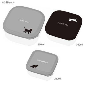 日本製貓咪可微波耐熱便當盒-三入一組 - 富士通販