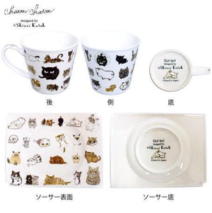 貓咪輕量陶瓷咖啡杯盤組 - 富士通販