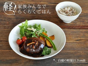 日本製 美濃燒 陶瓷白瓷 輕量化 白色餐盤 - 富士通販