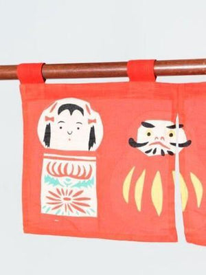 日本傳統民俗藝術文化圖案紅色門簾 - 富士通販