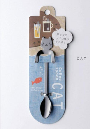 日本製燕三條質感不鏽鋼貓咪可掛式咖啡匙、茶匙 - 富士通販