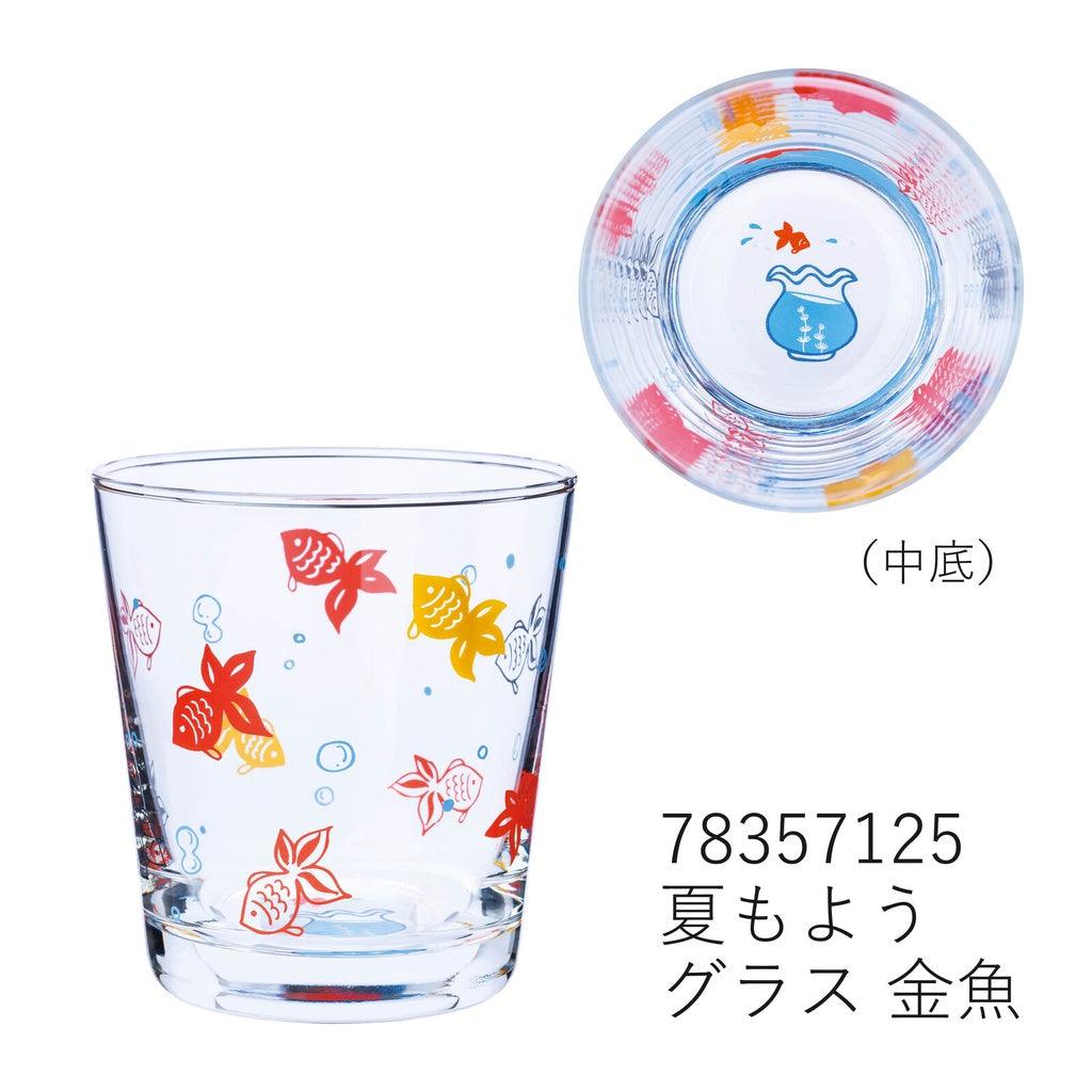 夏日玻璃杯 透明杯 水杯 玻璃杯 茶杯–金魚/風扇/水風船/牽牛花/風鈴 - 富士通販