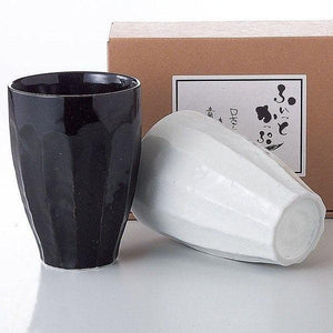 日本製 美濃燒 黑白陶瓷對杯 茶杯 情侶杯 - 富士通販