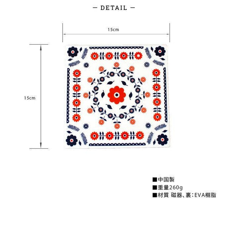 陶瓷隔熱餐墊 花磚餐墊│復古花卉 - 富士通販