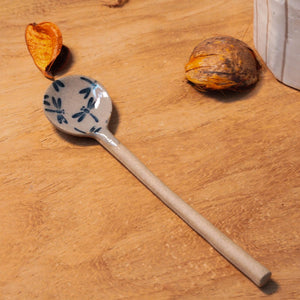 日本製 染花 蜻蜓 陶勺｜湯勺 湯匙 陶瓷湯匙 - 富士通販