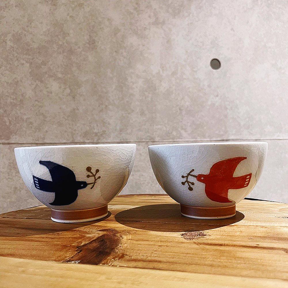日本製 波佐見燒 海鷗圖案 日式飯碗 - 富士通販