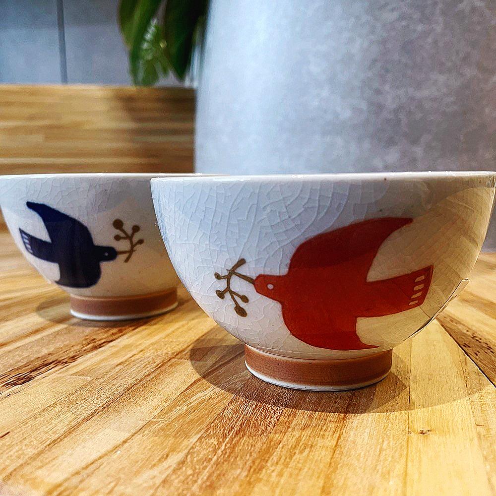 日本製 波佐見燒 海鷗圖案 日式飯碗 - 富士通販