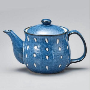 日本製 美濃燒 藍色白點茶壺｜花茶壺 陶瓷茶壺 - 富士通販