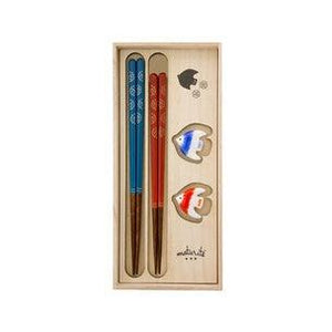 日本製 花卉對筷禮盒組｜木質筷子 情侶對筷 夫妻對筷 - 富士通販