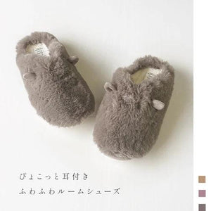 冬季保暖 貓耳朵室內拖│日本拖鞋 包頭室內拖 - 富士通販