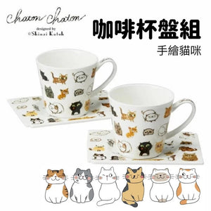 貓咪 輕量陶瓷 咖啡杯盤組│ 馬克杯 盤子 - 富士通販