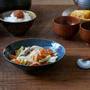 日本製 窯變釉 靛藍淺碗｜小菜 沙拉 前菜 水果 - 富士通販