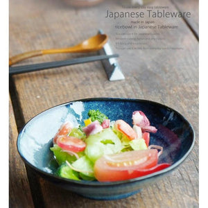 日本製 窯變釉 靛藍淺碗｜小菜 沙拉 前菜 水果 - 富士通販