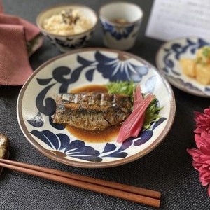 日本製 藍彩唐草餐盤｜前菜 炸物 點心 甜點 麵包 沙拉盤 - 富士通販