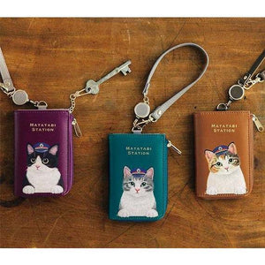 日本 YOU+MORE 貓部 貓咪伸縮票卡夾｜零錢 鑰匙 悠遊卡 - 富士通販
