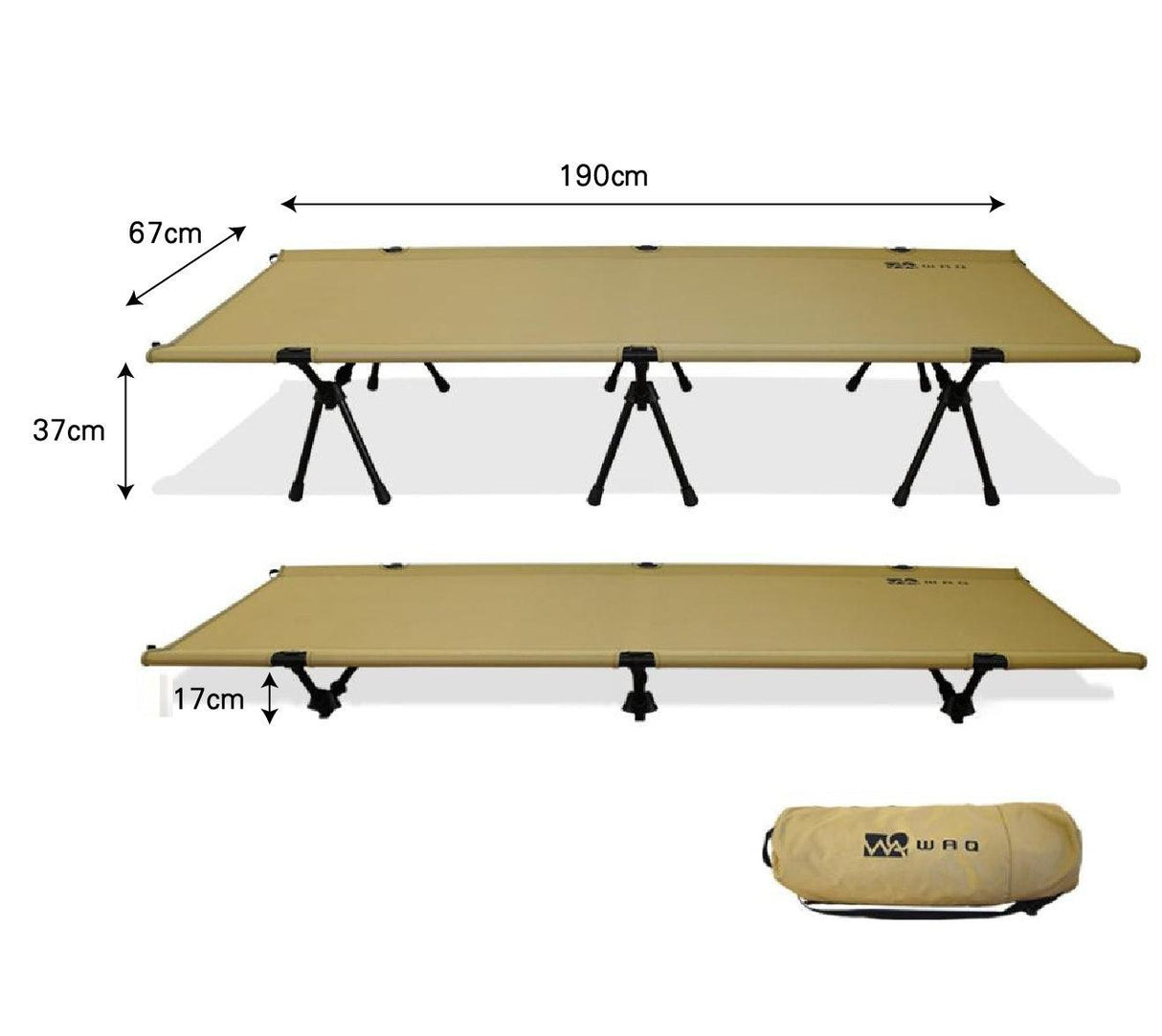日本 WAQ 兩用 行軍床 露營 三色 輕量 增高腳 靜音 加寬版 - 富士通販